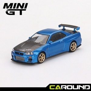 미니지티(531) 1:64 닛산 스카이라인 GT-R (R34) 탑 시크릿 - 베이사이드 블루