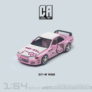 Coolart 1:64 닛산 스카이라인 GT-R (R32) - 라이트 핑크 캣 (후드 오픈)