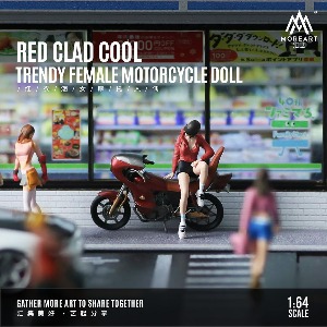 MoreArt 1:64 RED CLAD COOL TRENDY FEMALE MOTORCYCLE DOLL (바이크 및 사람 피규어)